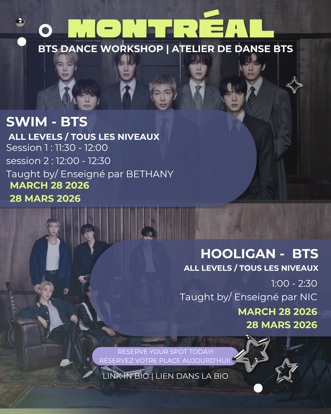 BTS SPECIAL DANCE WORKSHOP MONTREAL - TAUGHT BY BETHANY & NIC