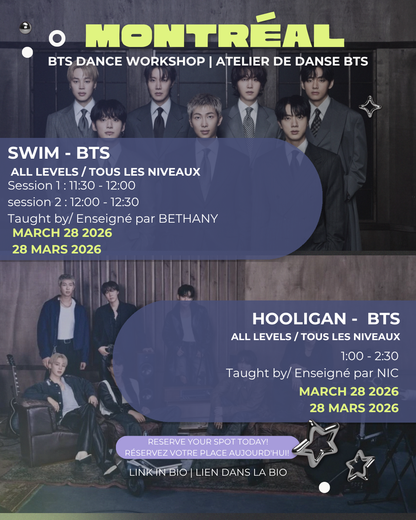 BTS SPECIAL DANCE WORKSHOP MONTREAL - TAUGHT BY BETHANY & NIC